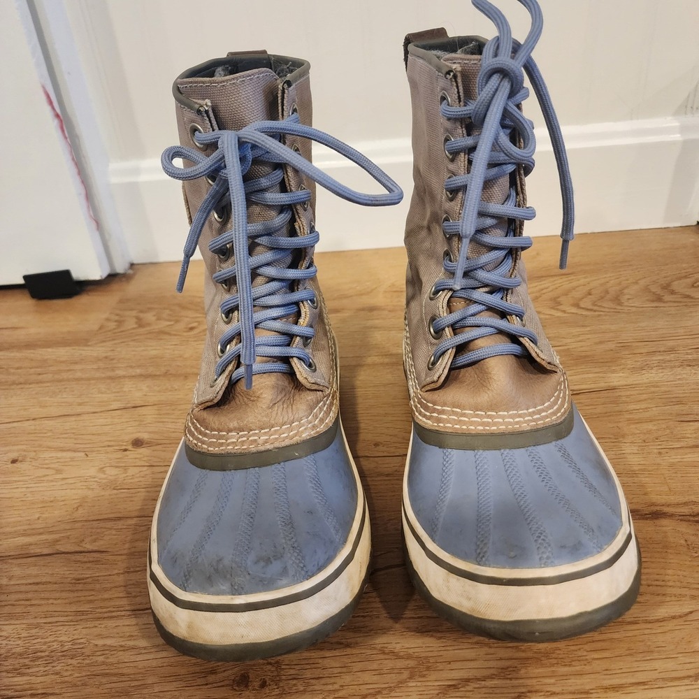 Sorel Womens Winter Carnival Waterproof Boots Blue Grey Size 8 Gorpcore